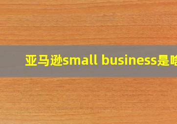 亚马逊small business是啥